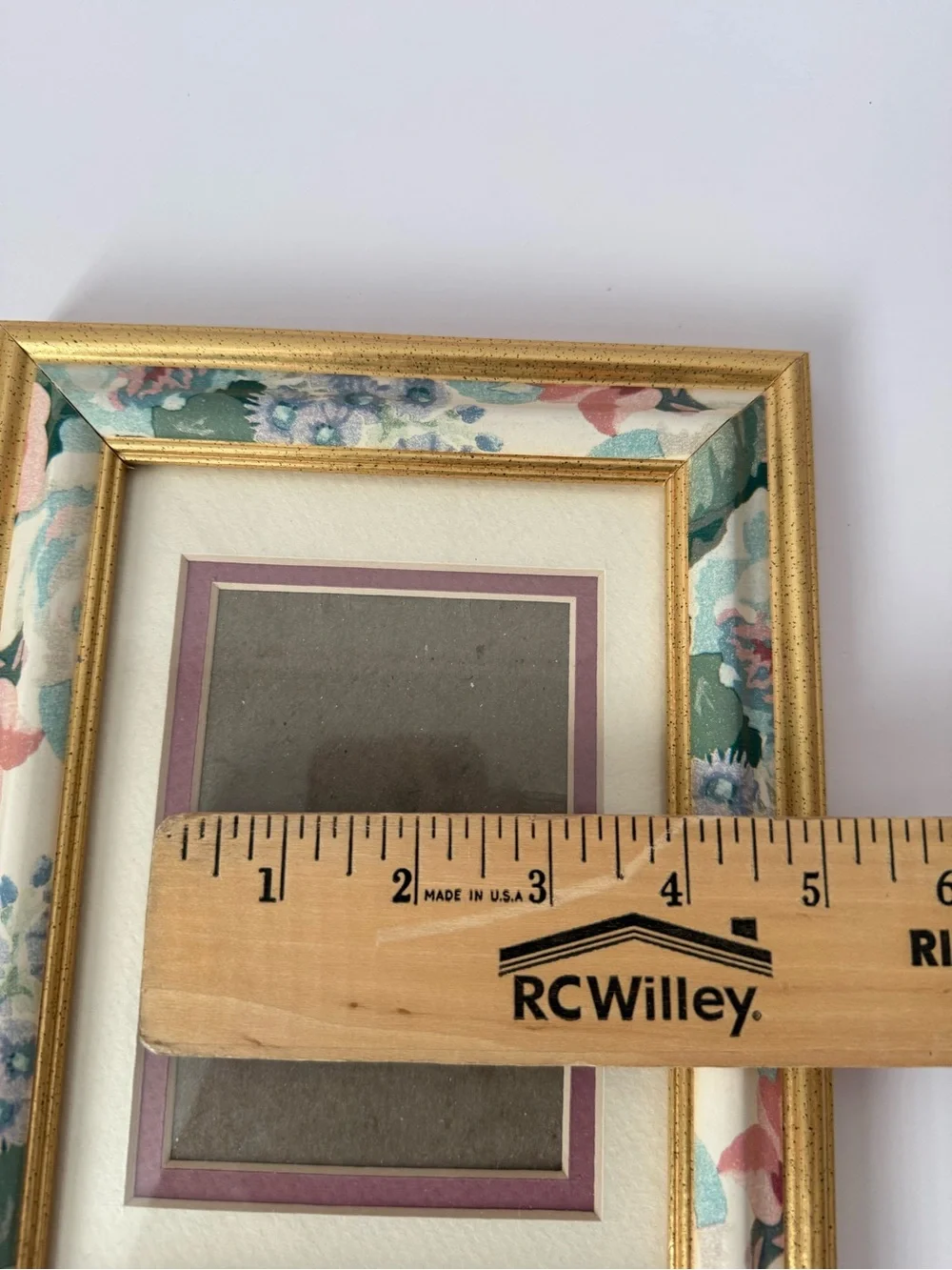 Floral Gold Accent Photo Frame - Cream, Pink & Green
